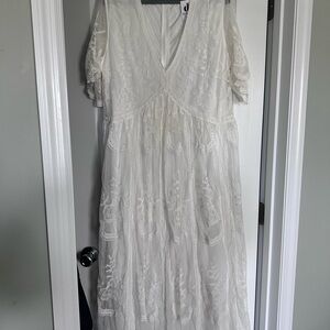 Elegant White Lace Dress maxi dress
